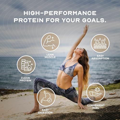 Muscle Feast grass-fed whey isolate scoop with powder and nutrition label