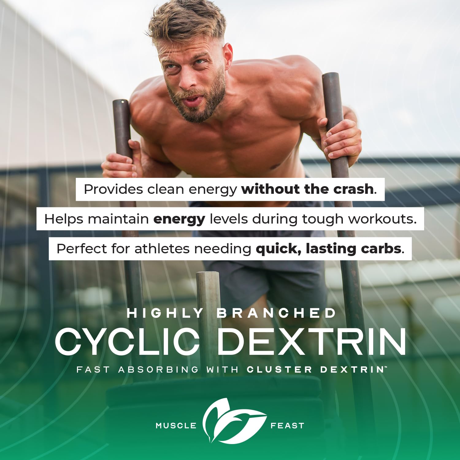 Muscle Feast HBCD powder post-workout shake for convenient carb replenishment.