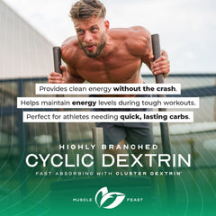 Muscle Feast HBCD powder post-workout shake for convenient carb replenishment.