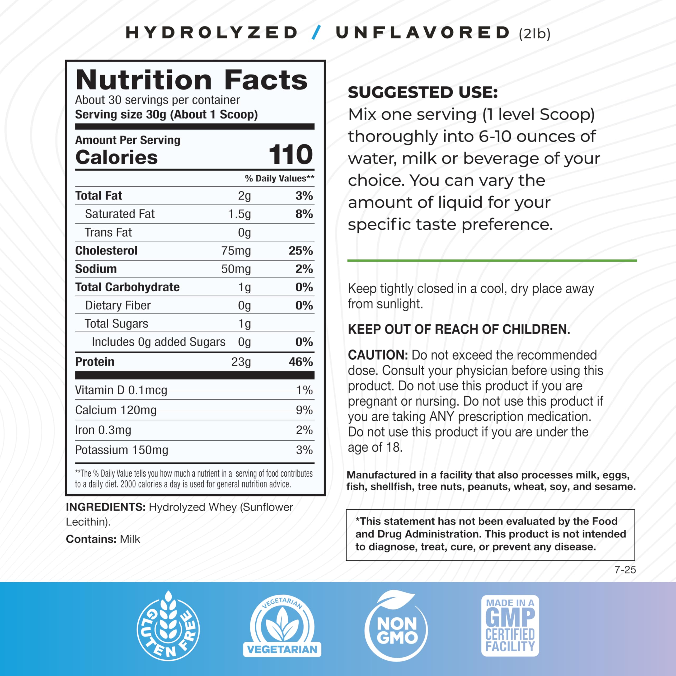Muscle Feast hydrolyzed whey bag on counter, ideal for easy mixing.
