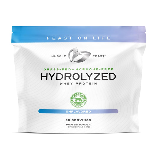 Muscle Feast hydrolyzed whey bottle ready for a rapid post-workout shake.