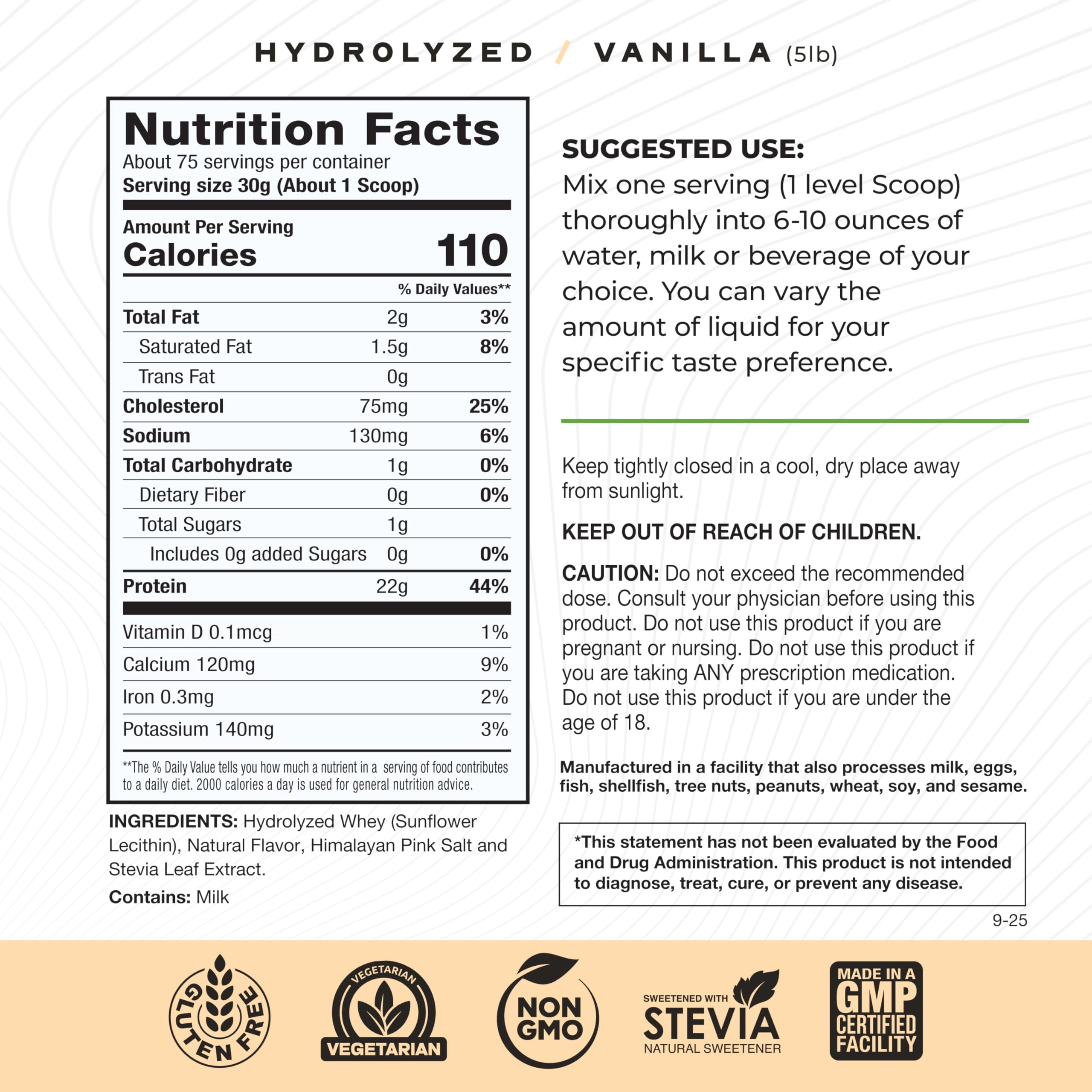 Muscle Feast hydrolyzed whey vanilla scoop demonstrates fast-absorbing protein for workouts.