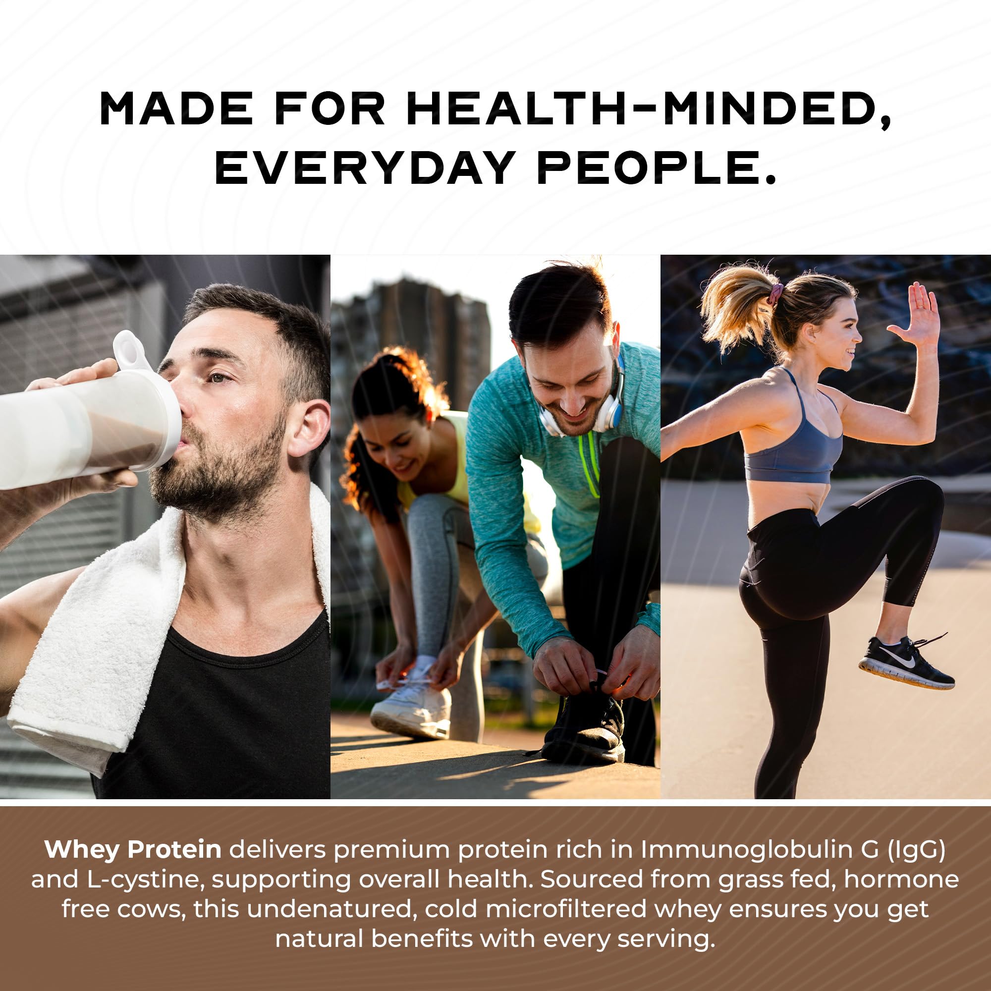 Label shows non-GMO and gluten-free hormone-free whey.