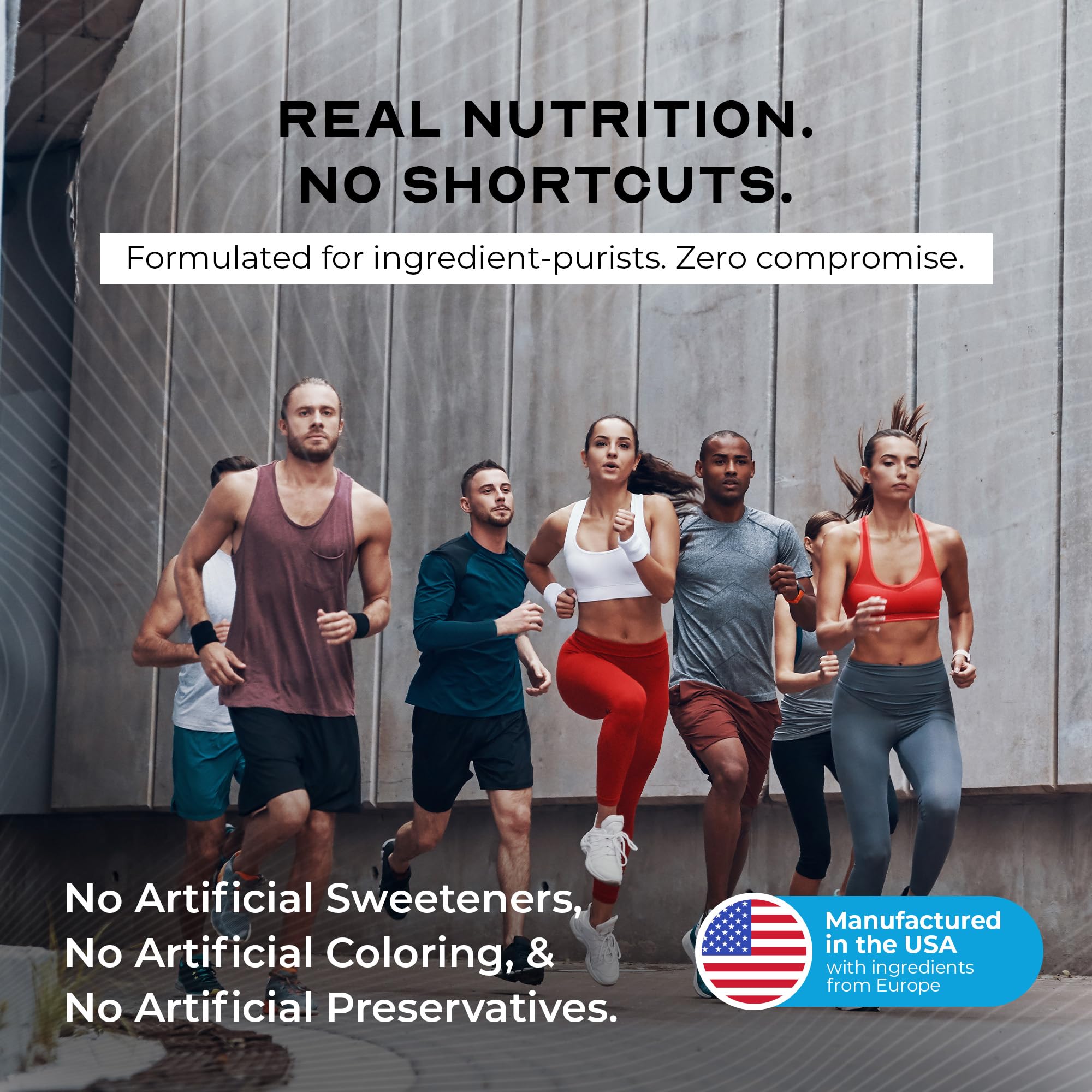 Label on Muscle Feast whey concentrate highlighting gluten-free non-GMO ingredients