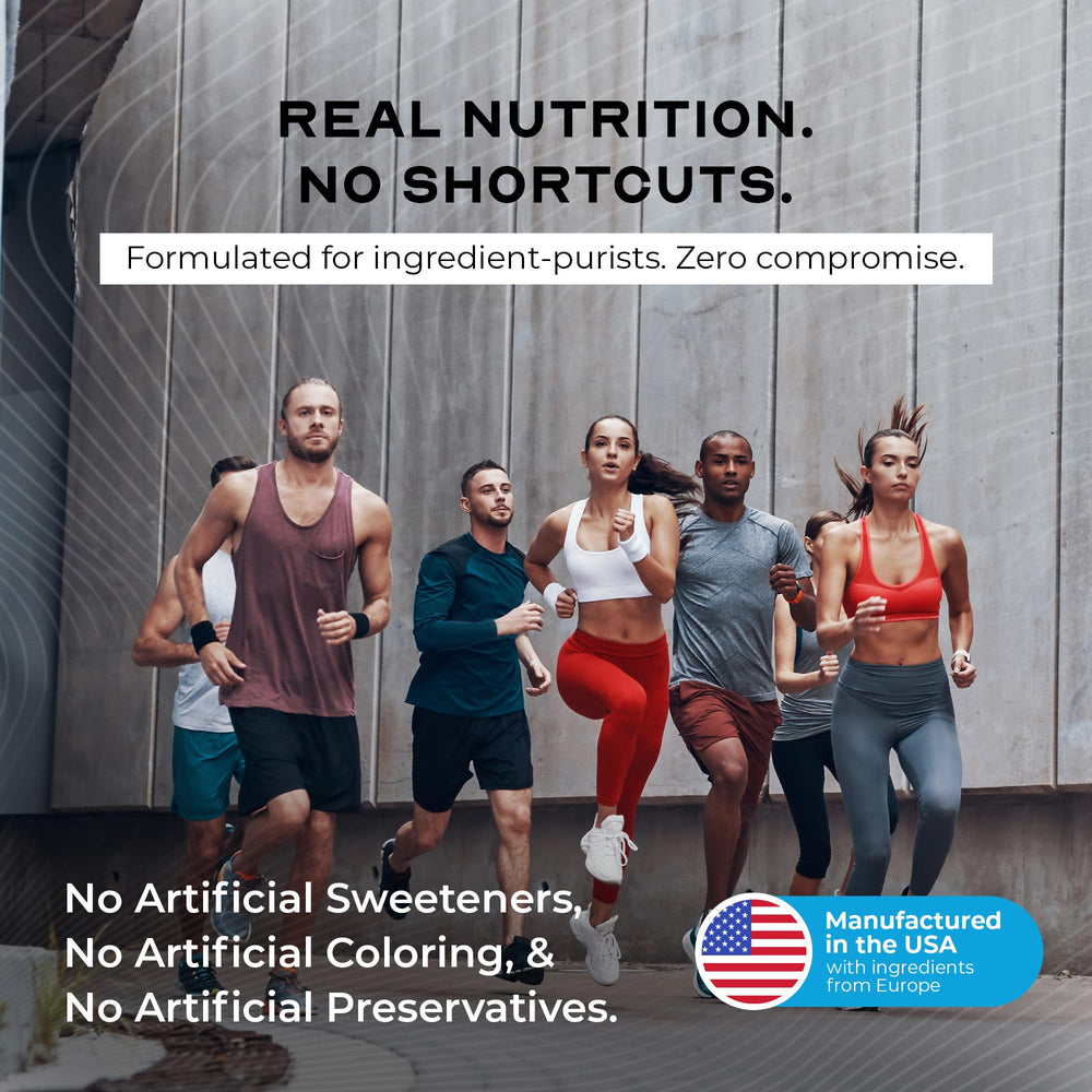 Label on Muscle Feast whey concentrate highlighting gluten-free non-GMO ingredients
