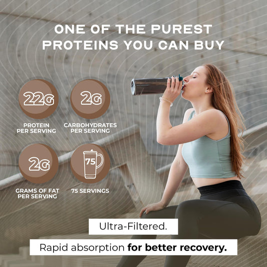 Muscle Feast whey powder poured for smooth mixing and easy preparation.