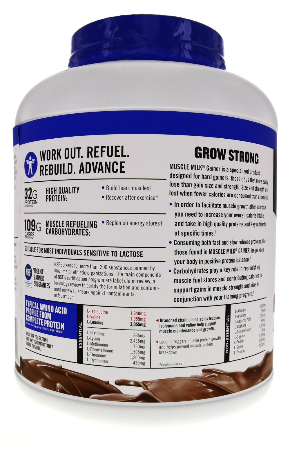 Muscle Milk Gainer chocolate mix in a glass for recovery fueling.
