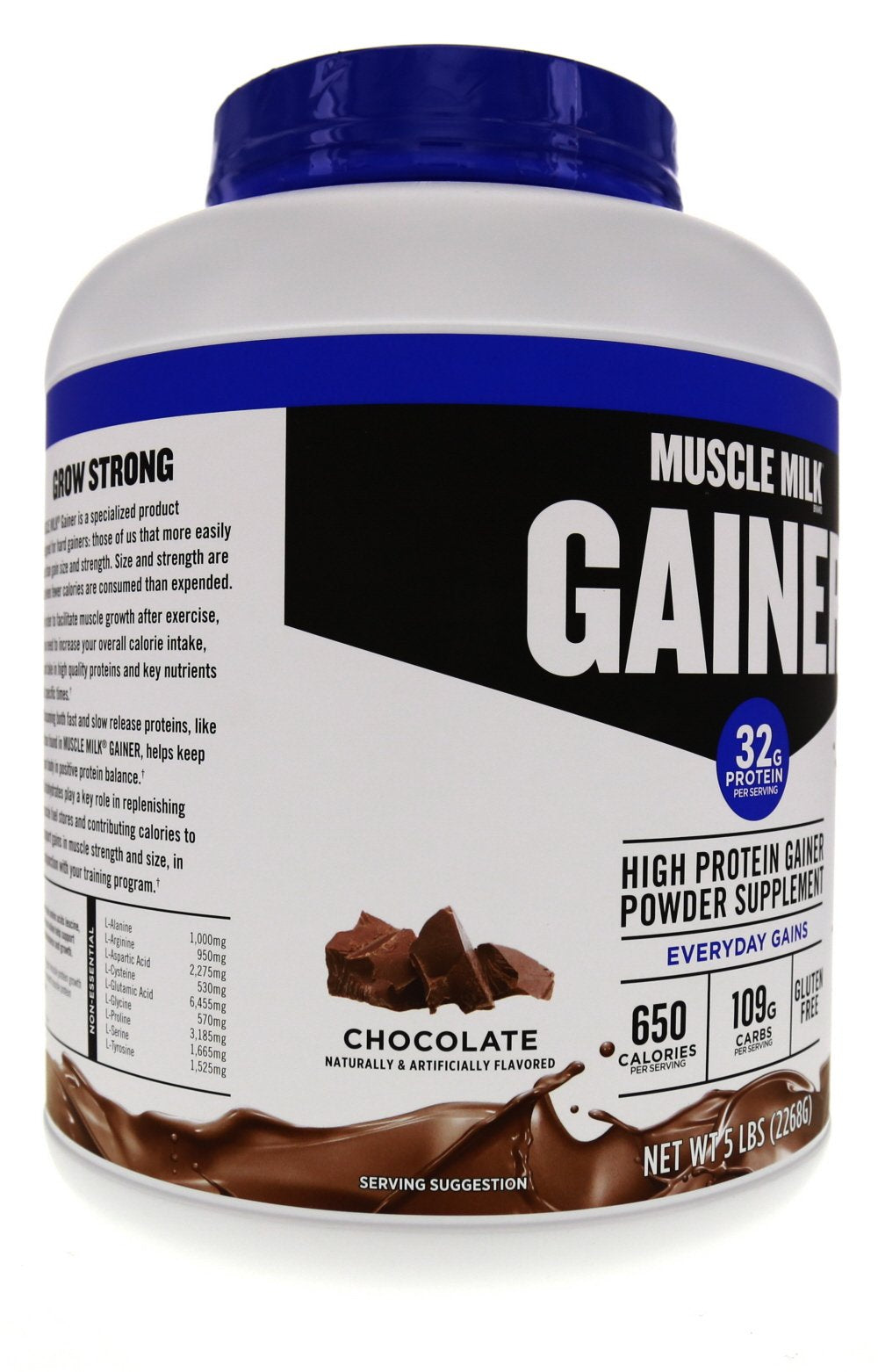 Muscle Milk Gainer chocolate smoothie blended for a convenient meal.
