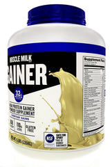 Muscle Milk Gainer Vanilla Creme scoop ready for mixing