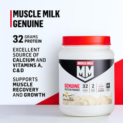 Muscle Milk Genuine Protein Powder ingredients including slow and fast releasing proteins.