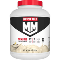 Muscle Milk Genuine Protein Powder Vanilla Creme canister for post-workout recovery and steady protein.