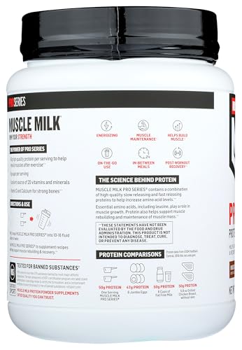 Muscle Milk Knockout Chocolate Pro Series 50 mixing shake depicts easy preparation after training.