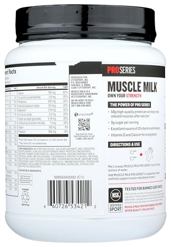 Muscle Milk Knockout Chocolate Pro Series 50 scoop shows precise serving for post-workout fueling.
