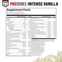 Muscle Milk Pro Series Intense Vanilla serving scoop showing protein measure