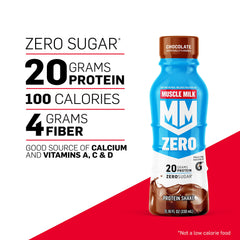 Muscle Milk Zero Protein Shake Chocolate 12-pack packaging for convenient nutrition on the go