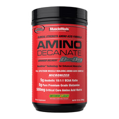 MuscleMeds Amino Decanate Citrus Lime bottle viewed for post-workout use