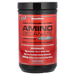 MuscleMeds Amino DECANATE fruit punch bottle ready for intra-workout use