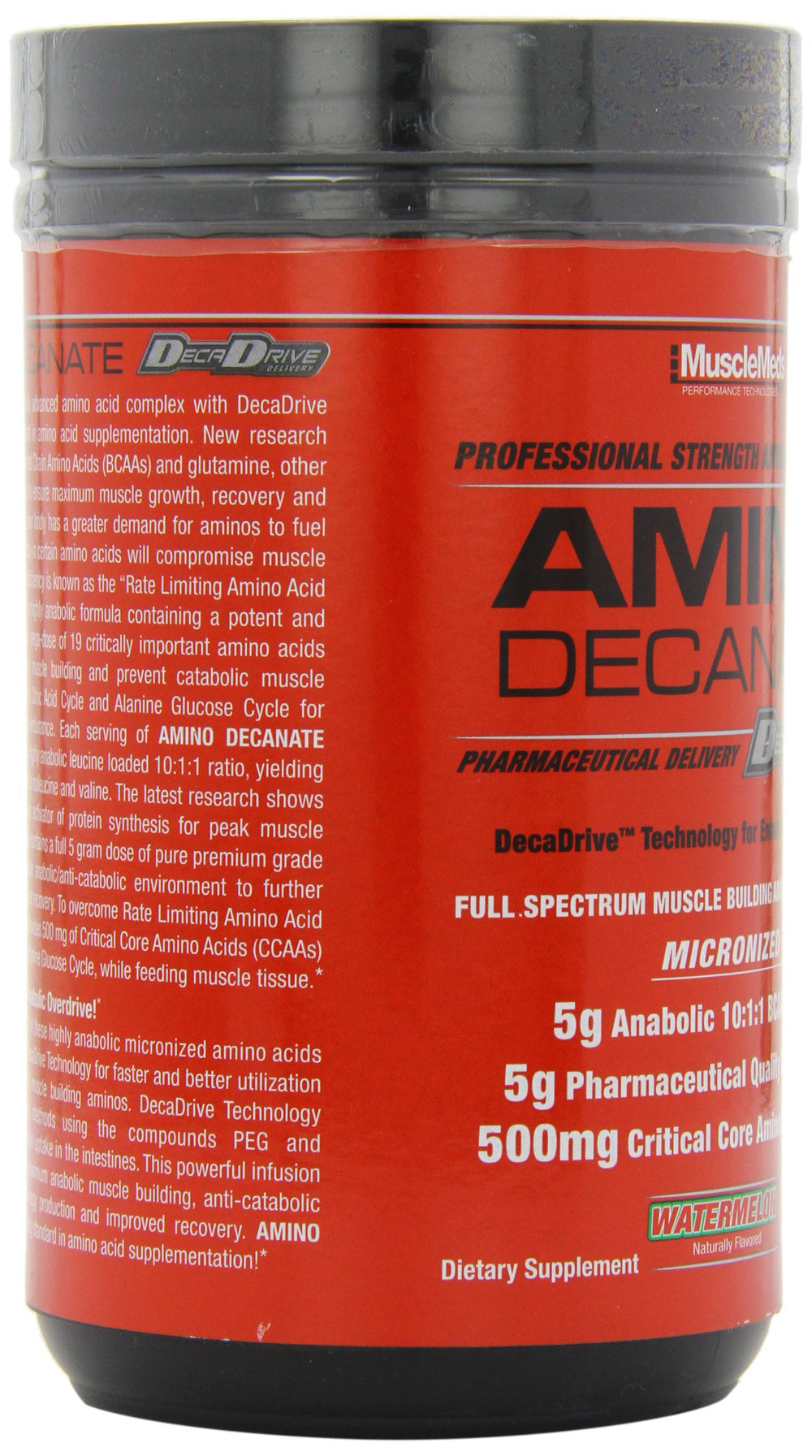 MuscleMeds Amino Decanate watermelon hero packshot shows product identity and quality.