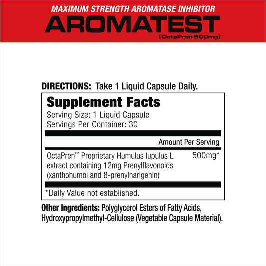 MuscleMeds AROMATEST bottle front promotes testosterone support.