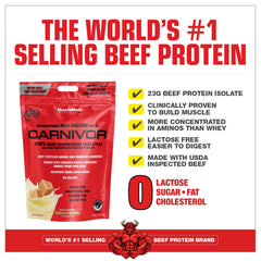 MuscleMeds Carnivor bottle showing halal certified lactose free option