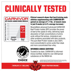 Nutrition label showing 23g beef protein per serving on Carnivor.