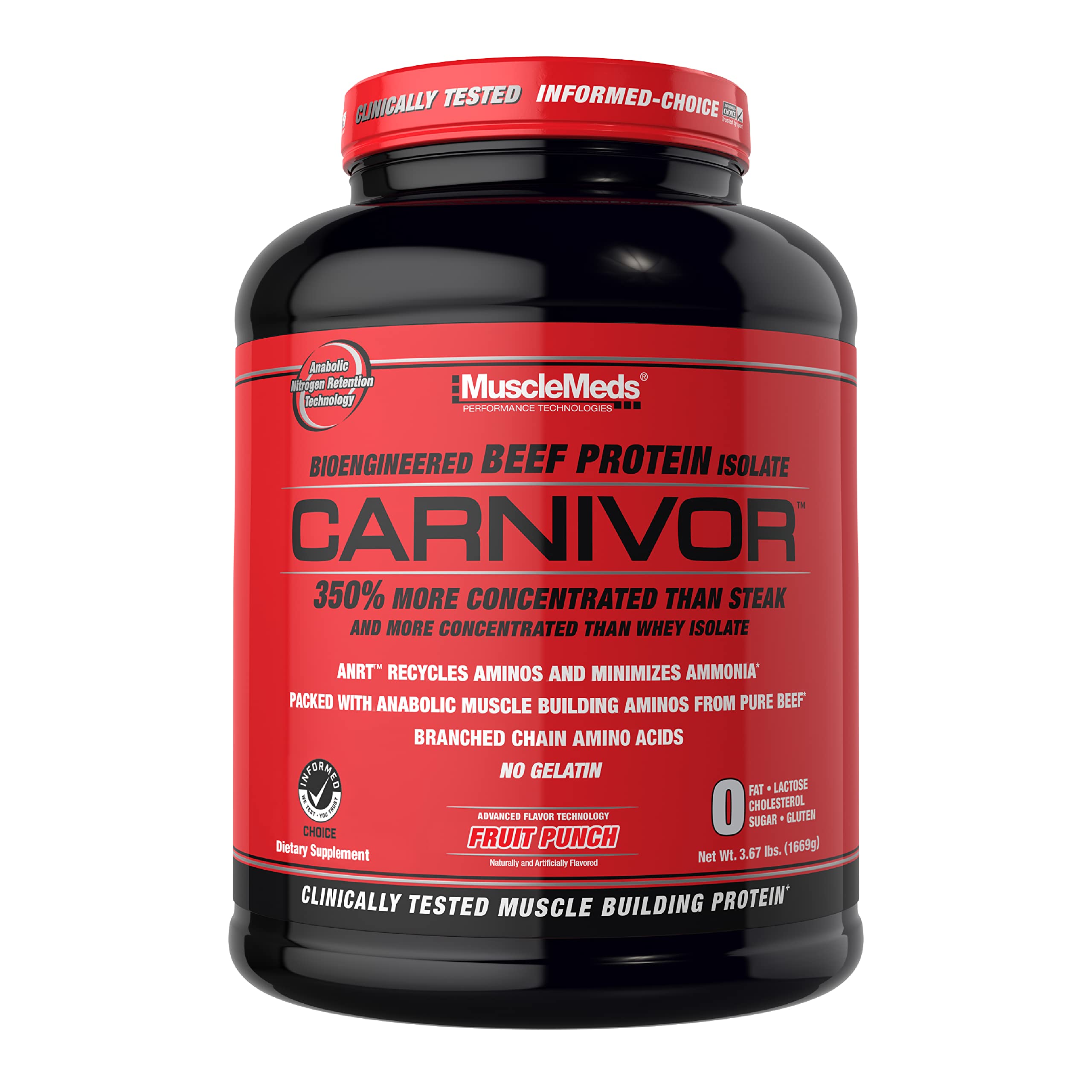 MuscleMeds Carnivor Fruit Punch bottle for post-workout protein fuel