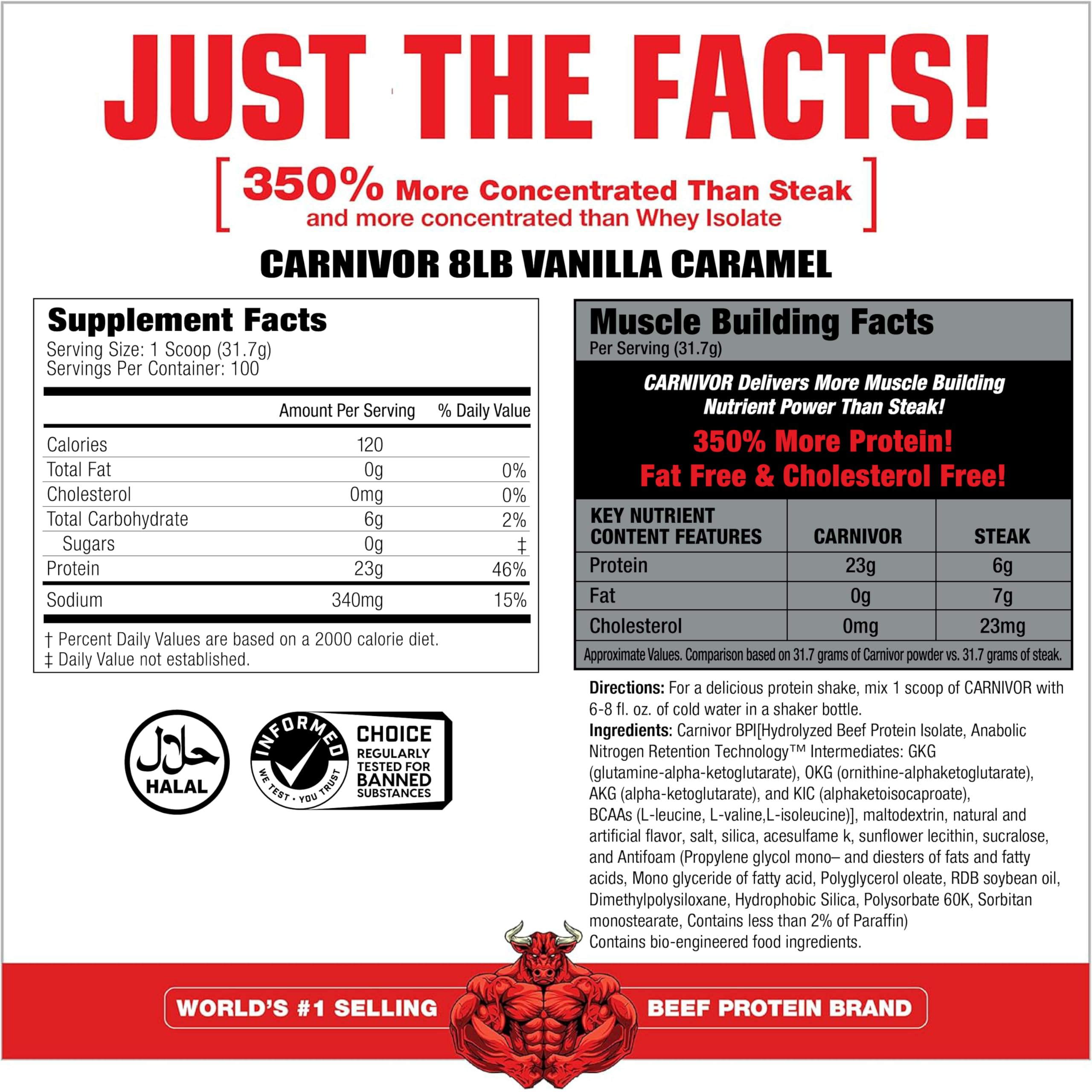 MuscleMeds Carnivor powder with scoop for convenient post workout fueling