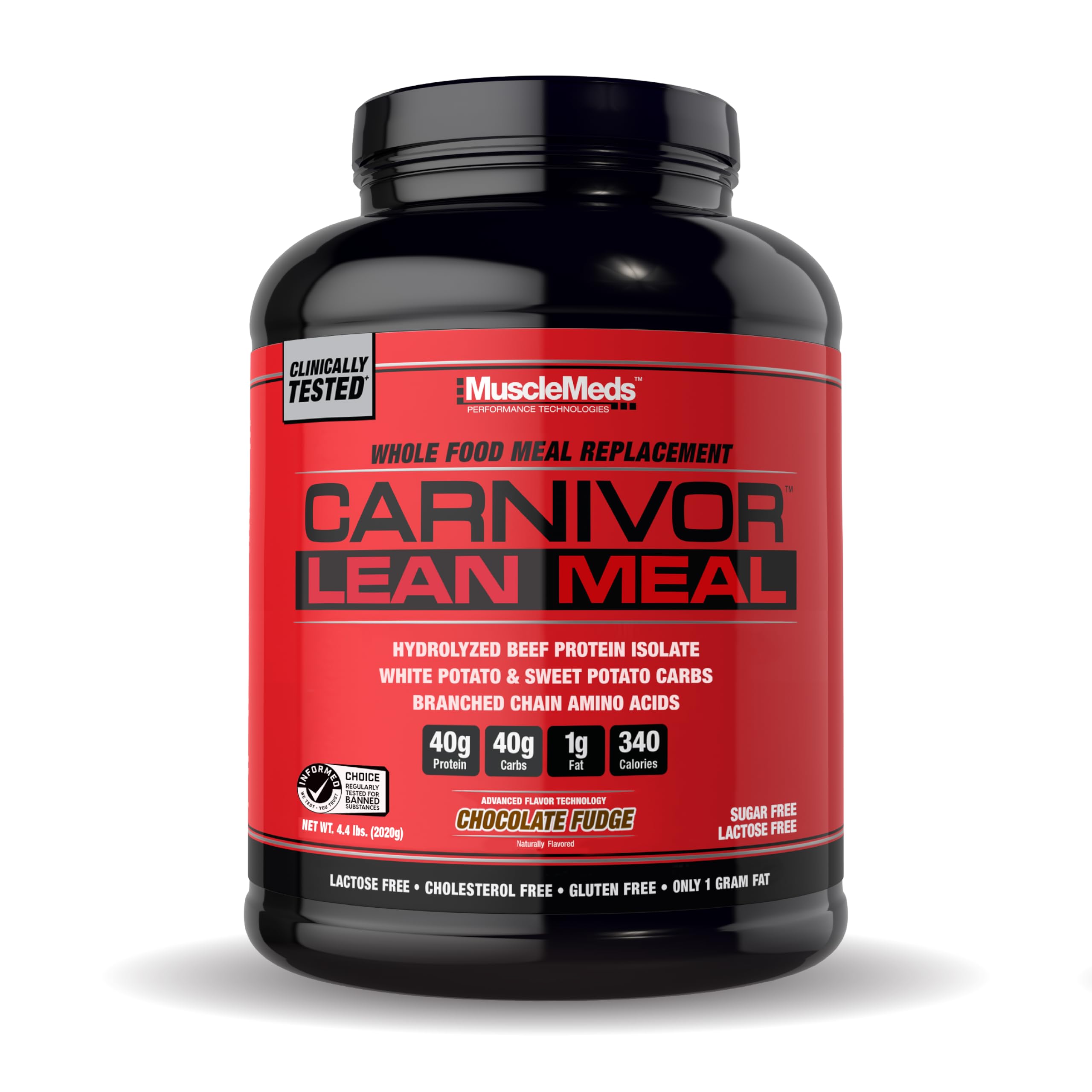 MuscleMeds Carnivor Lean Meal chocolate fudge shake in a serving can