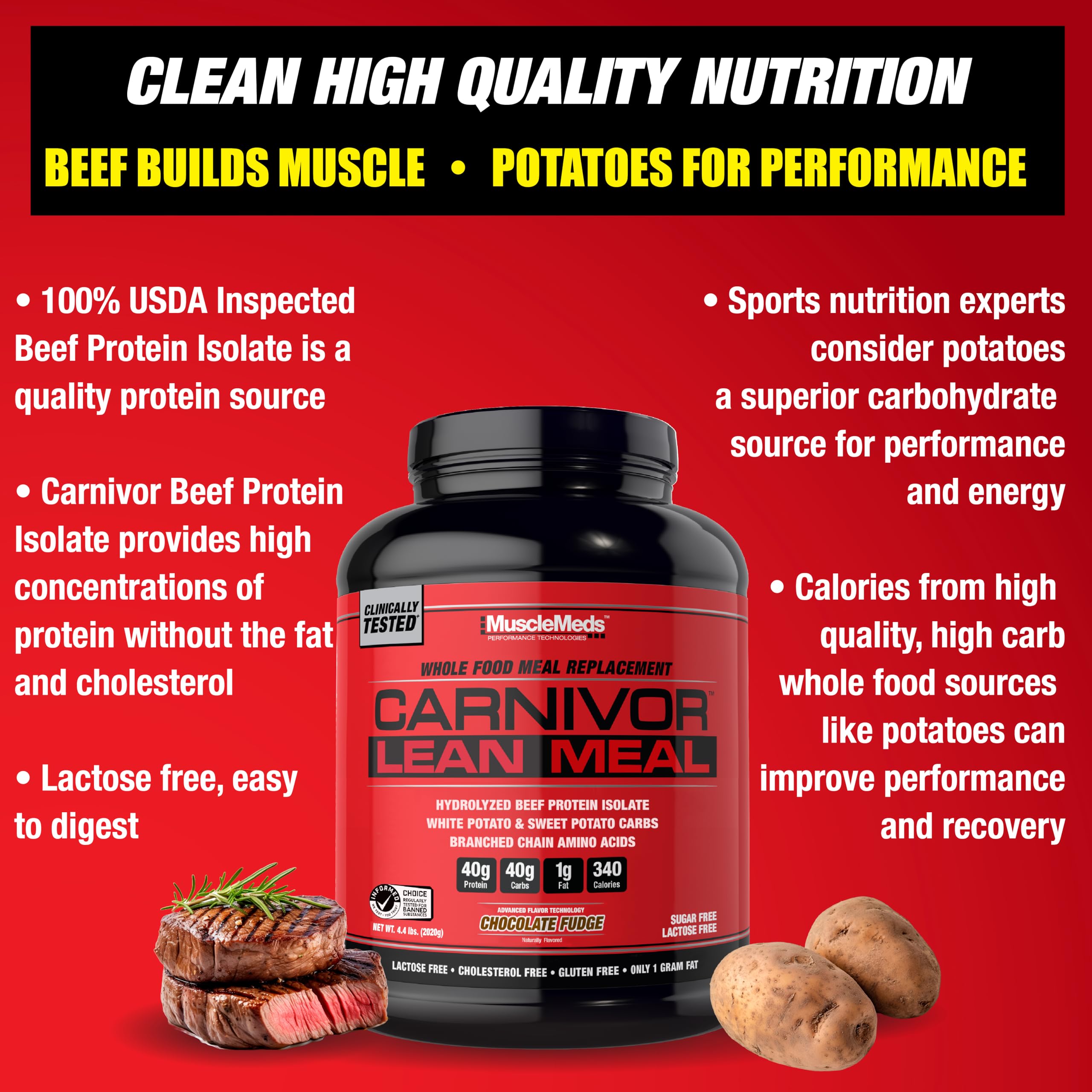MuscleMeds Carnivor Lean Meal shake in a serving cup