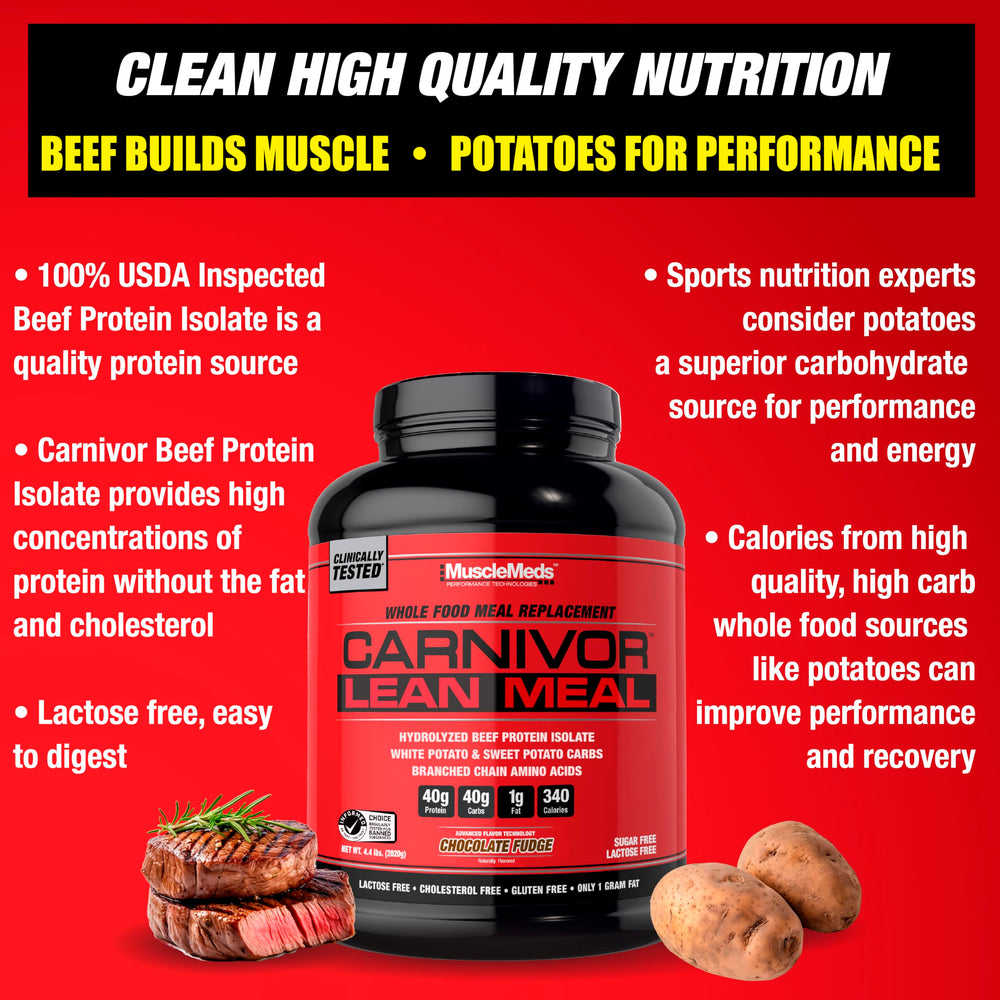 MuscleMeds Carnivor Lean Meal shake in a serving cup