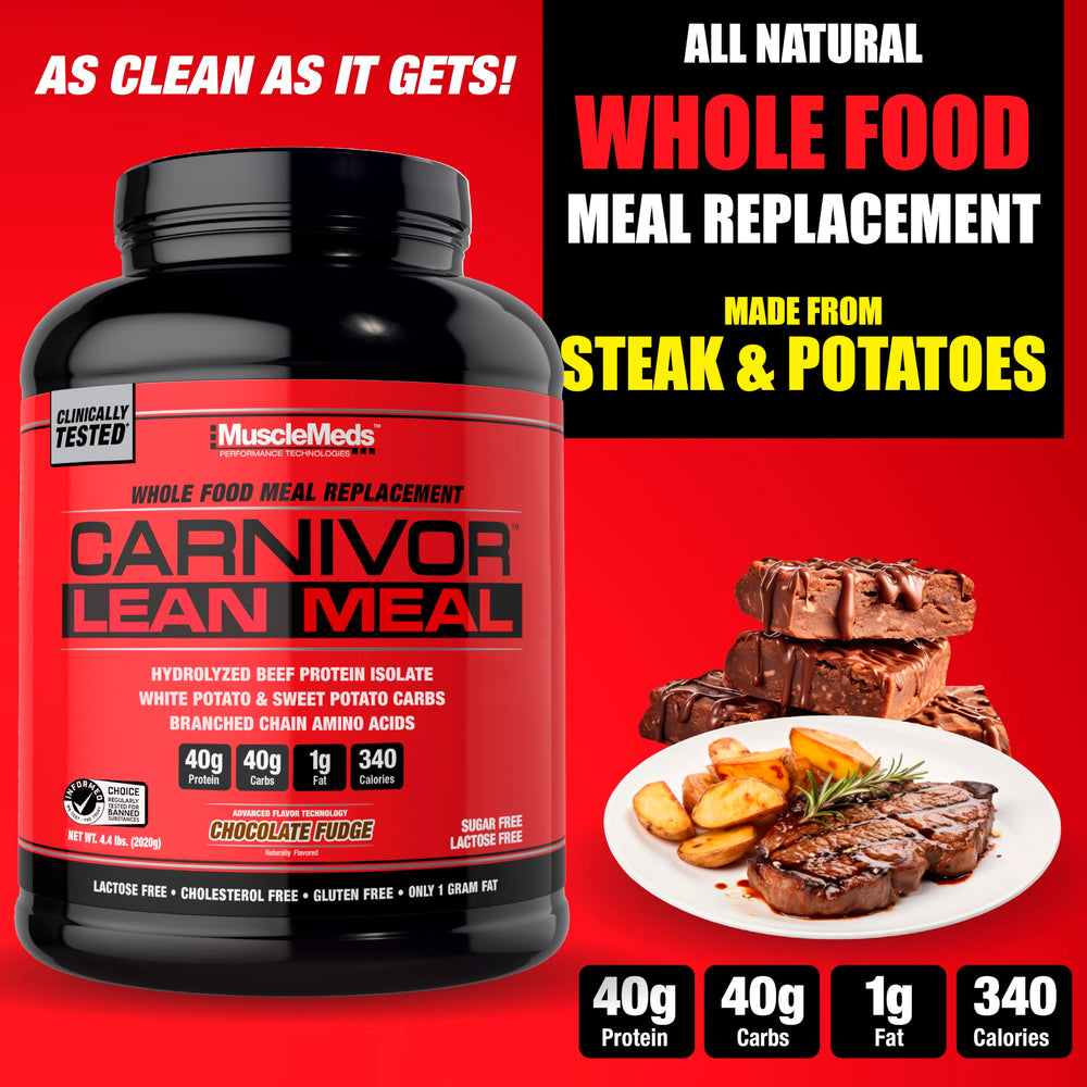 MuscleMeds Carnivor Lean Meal shake featuring sweet potato source