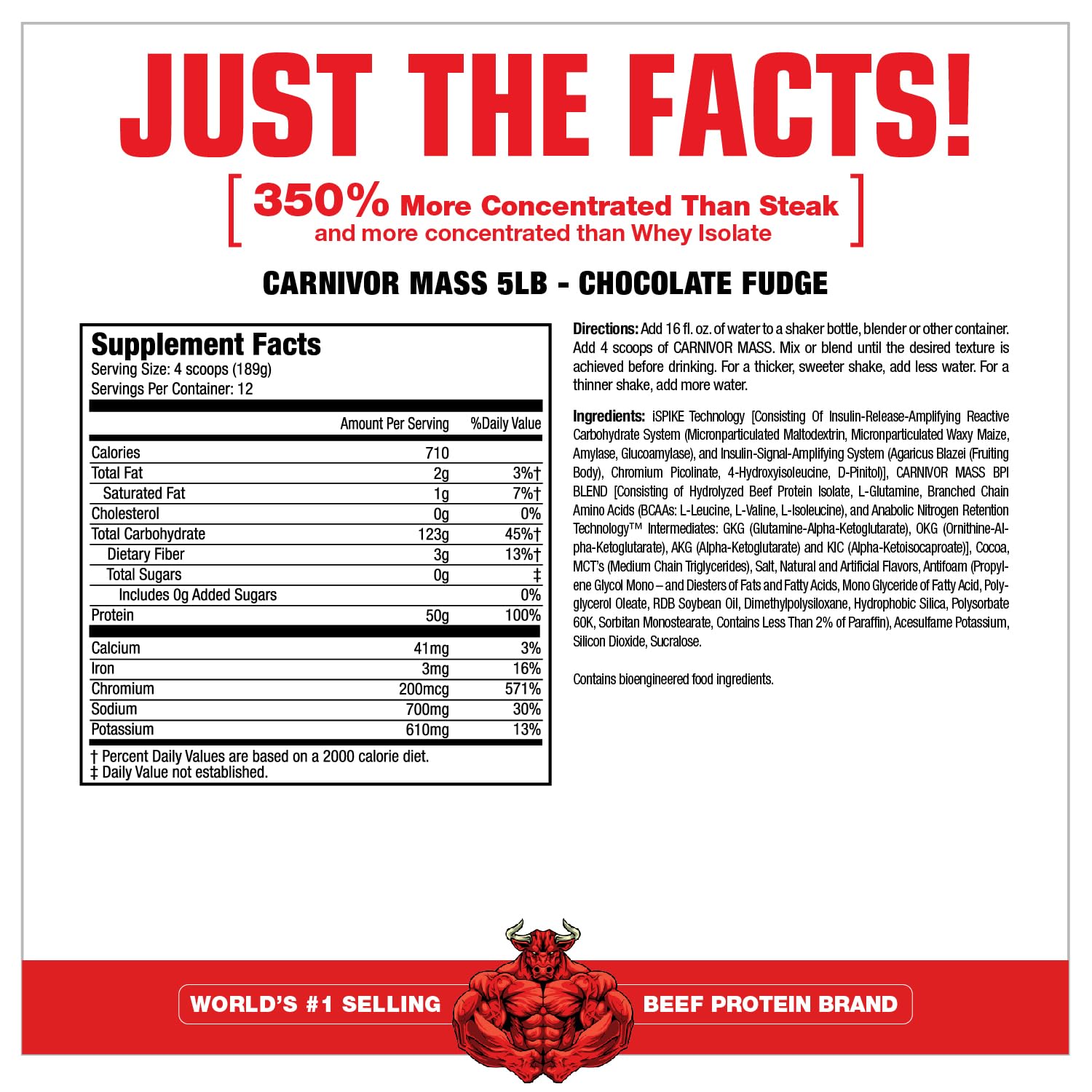 CARNIVOR Mass beef protein isolate shake served after training