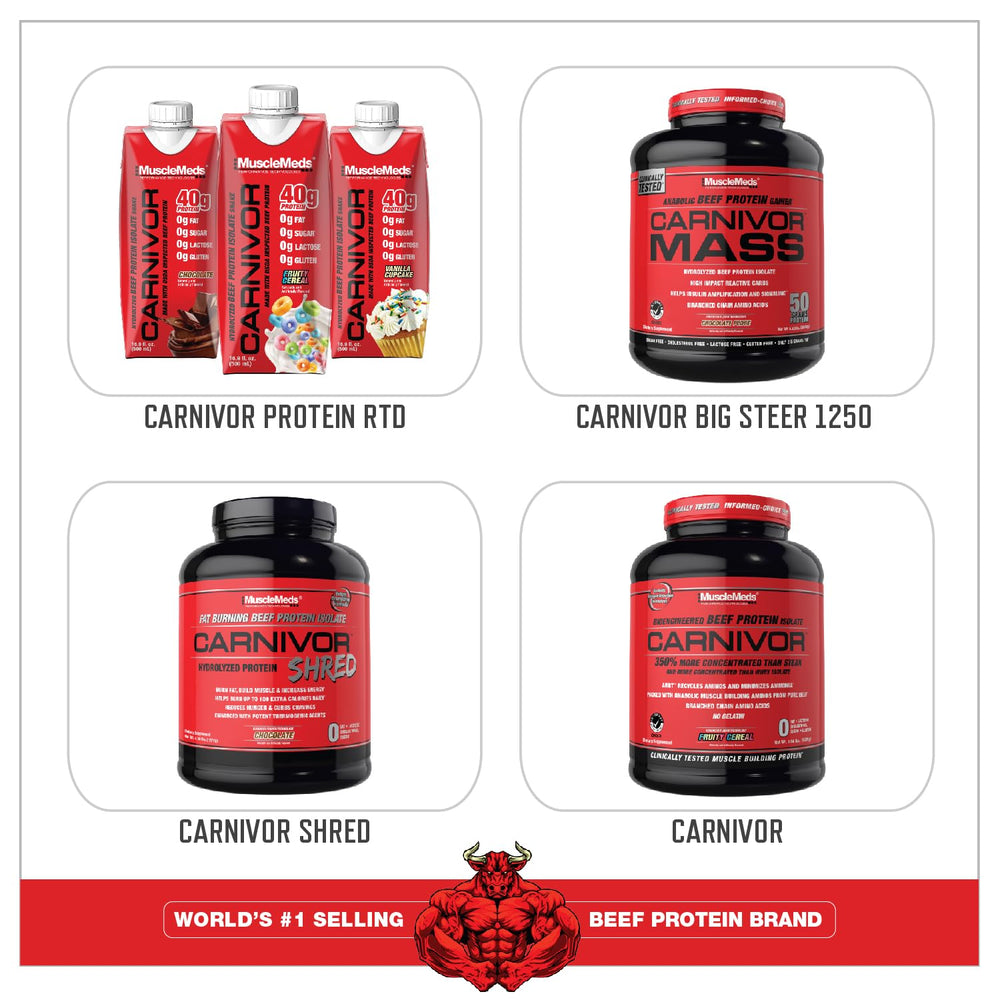 MuscleMeds Carnivor Mass close-up of texture suggests creamy shakes.