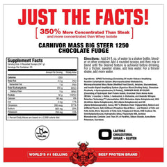 MuscleMeds Carnivor Mass scoop demonstrates easy serving for calorie-dense shakes.