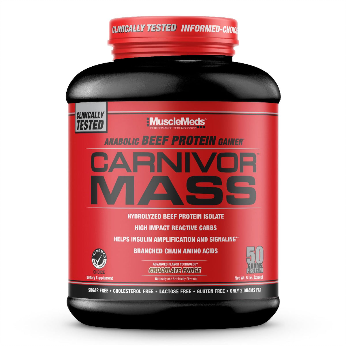 MuscleMeds CARNIVOR Mass chocolate fudge shake ready for post-workout fueling