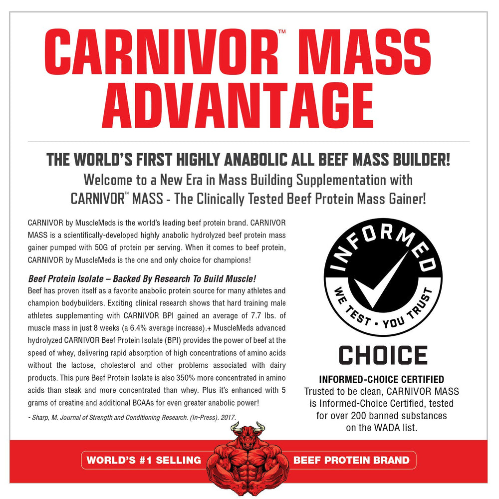 Pouring MuscleMeds Carnivor Mass shake reveals a smooth, creamy texture.