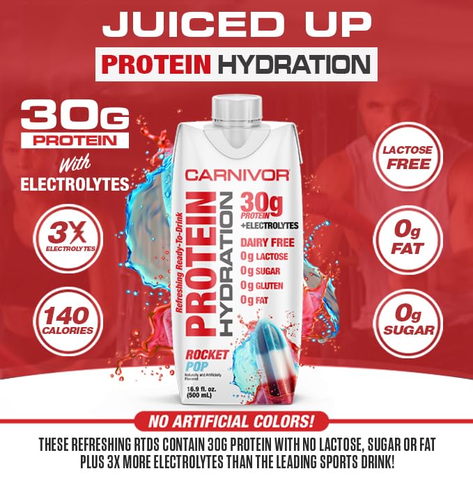 MuscleMeds Carnivor RTD label highlights zero sugar and lactose-free protein.