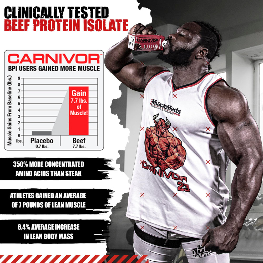 Packaging of MuscleMeds Carnivor RTD vanilla cupcake pack