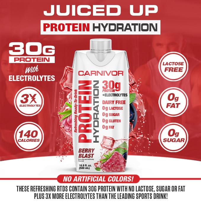 Close-up of Carnivor RTDD label emphasizes halal-certified beef protein and sugar-free formula