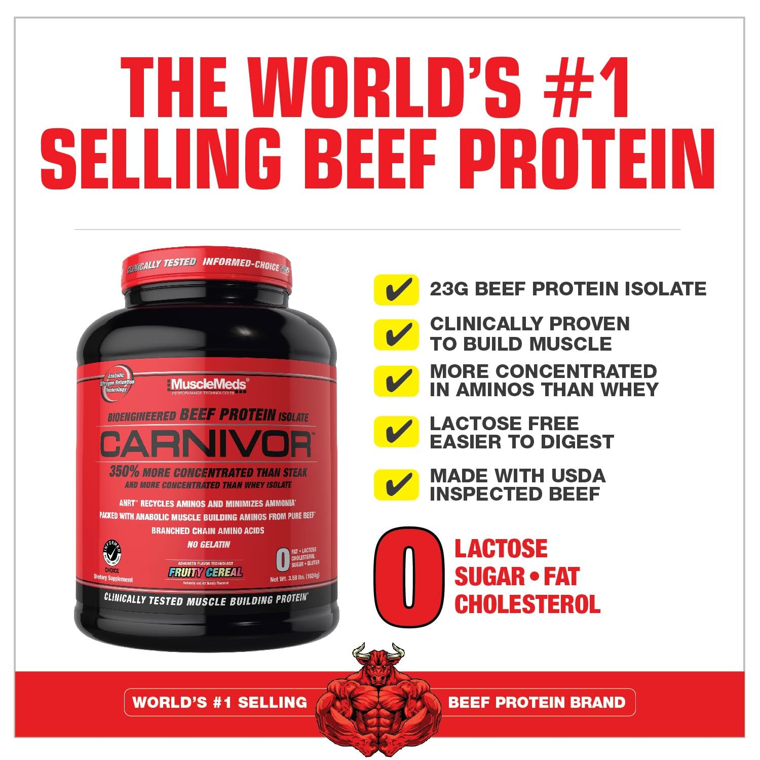 MuscleMeds Carnivor scoop used to mix a post-workout shake.