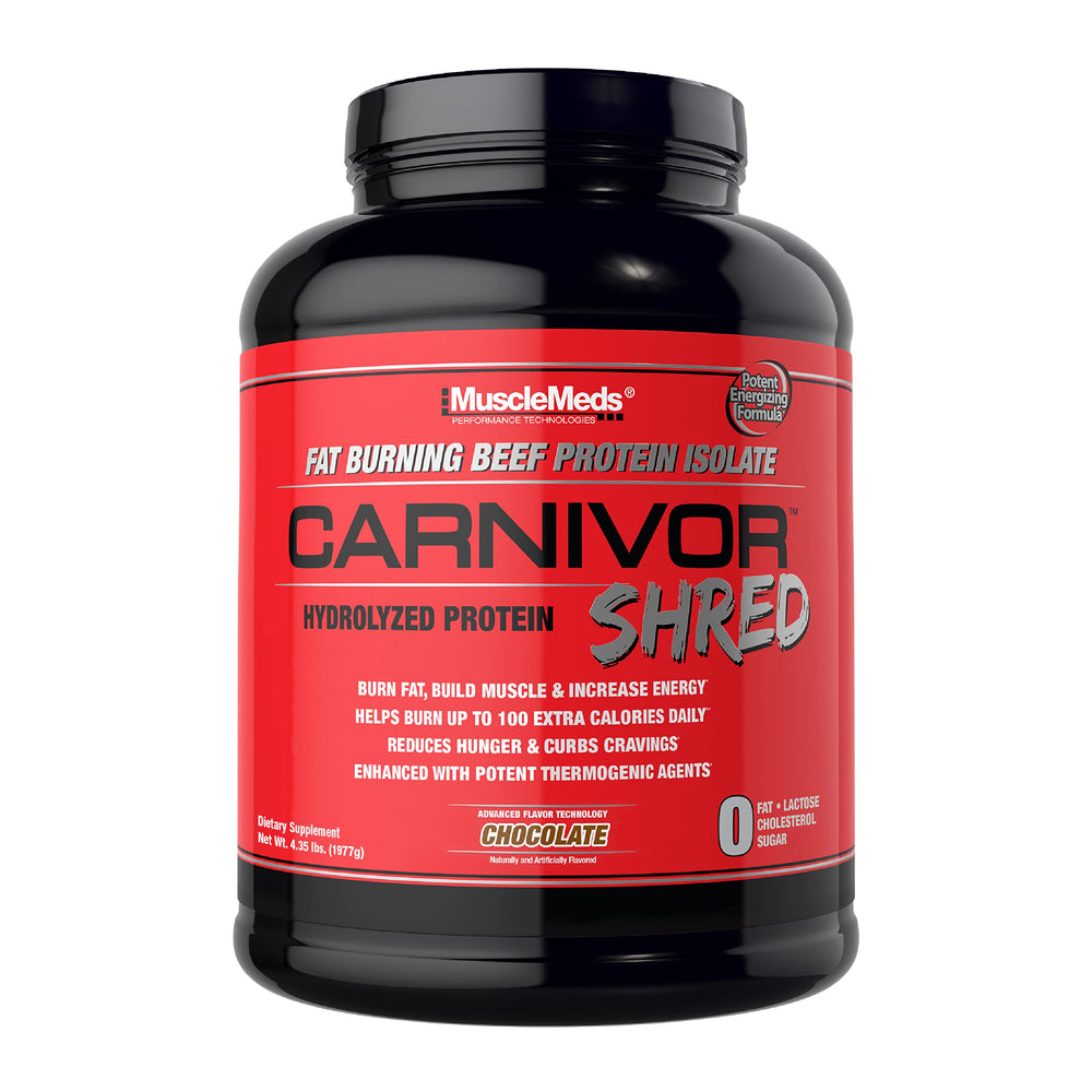 MuscleMeds Carnivor Shred bottle showing fat-burning beef protein isolate