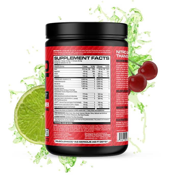 Nitro Lift scoop beside tub for quick pre-workout dosing.
