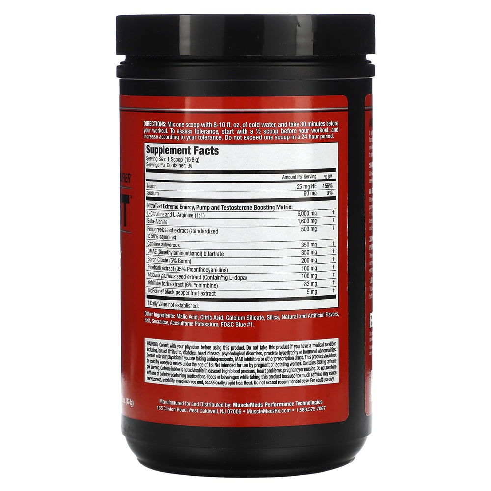 MuscleMeds Nitrotest serving being poured for a high-energy training session.