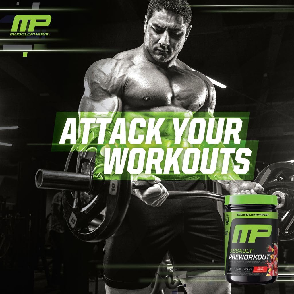 Ingredient close-up showing beta-alanine and creatine in MusclePharm Assault.
