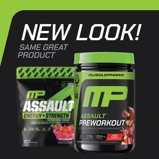 Scoop of MusclePharm Assault pre-workout for precise serving and consistent intensity.