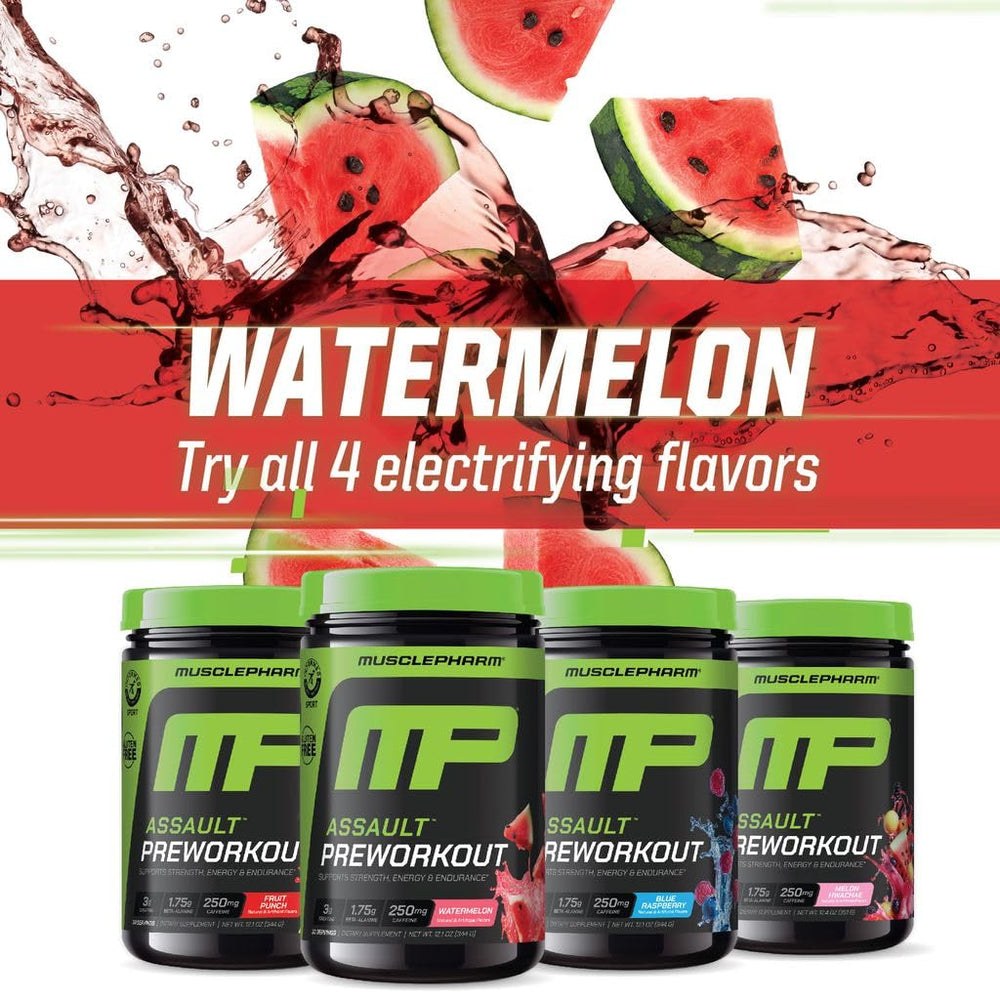 MusclePharm Assault Watermelon serving scoop in gym bag