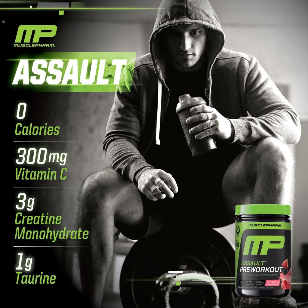 MusclePharm Assault Watermelon glass being poured for a refreshing pre-workout