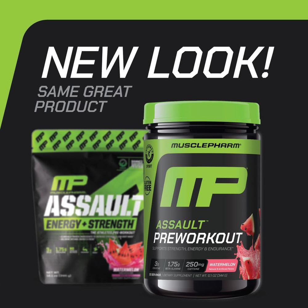 MusclePharm Assault Watermelon scoop showing serving size for quick pre-workout use