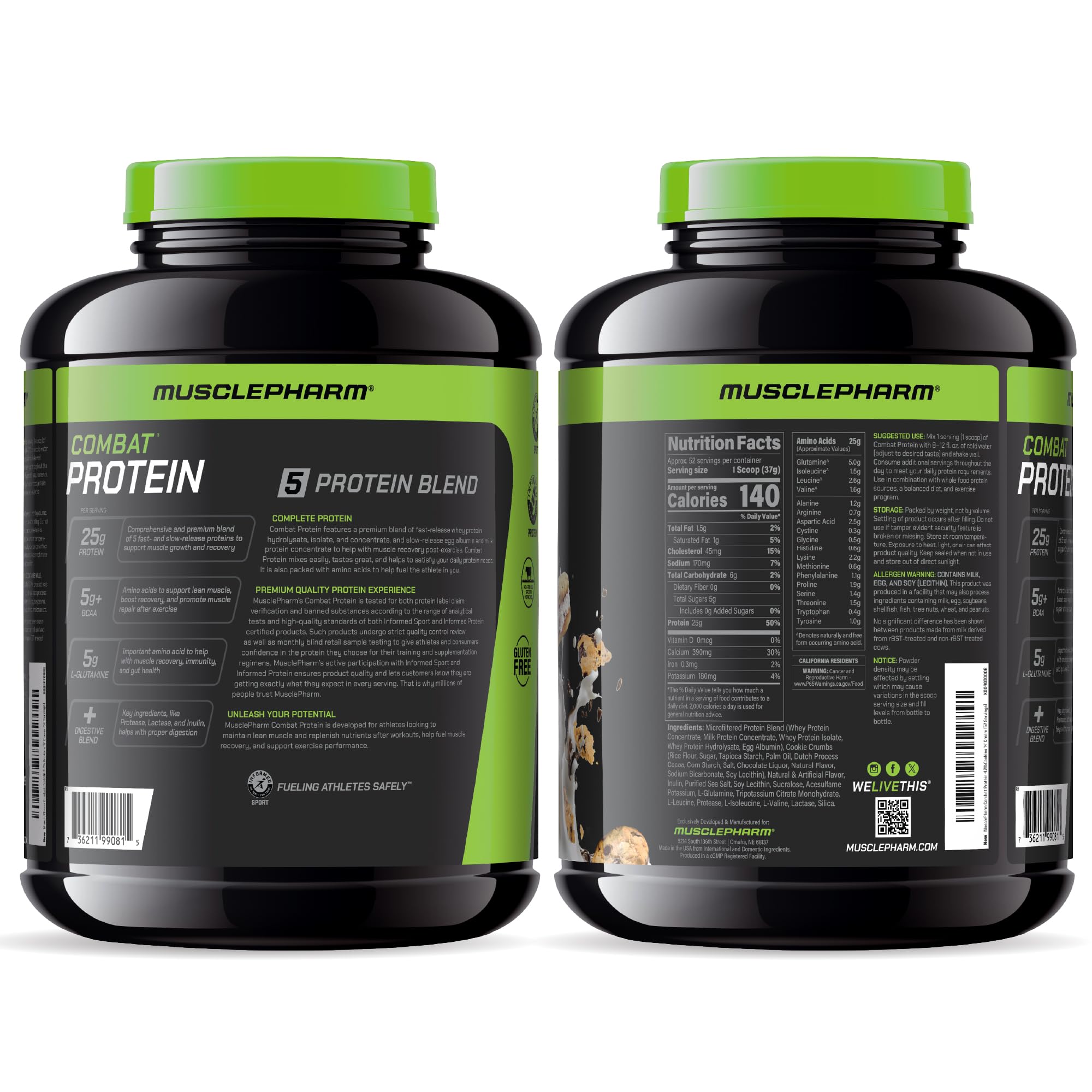 MusclePharm Combat Cookies N Cream ingredient focus reveals diverse protein sources