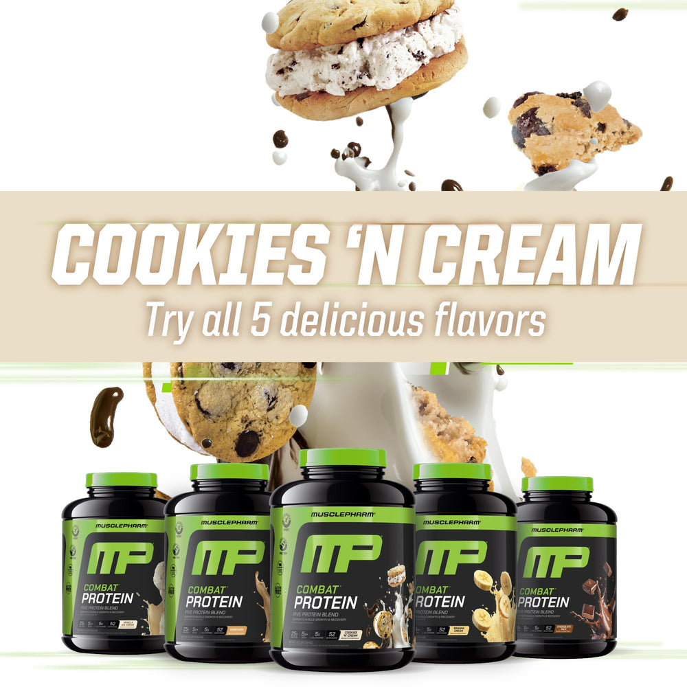 MusclePharm Combat Cookies N Cream pour captures quick mix action
